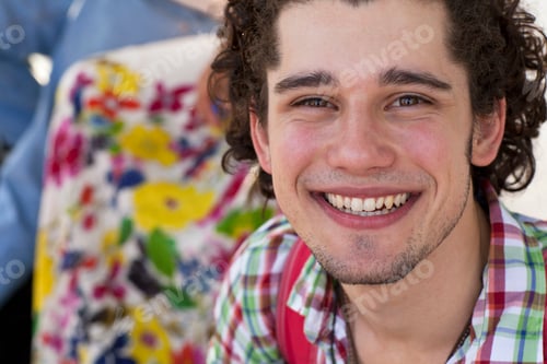 Preview: Portrait of young male tourist, Copacabana, Rio De Janeiro, Brazil