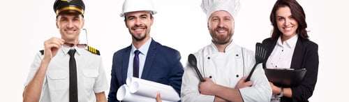 Preview: Positive workers smiling for camera