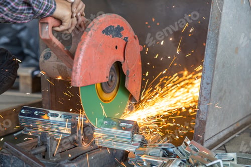 Preview: Metal Cutting with Chop Saw and Flying Sparks