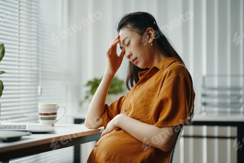 Preview: Pregnant Woman Relaxing at Home Near Window