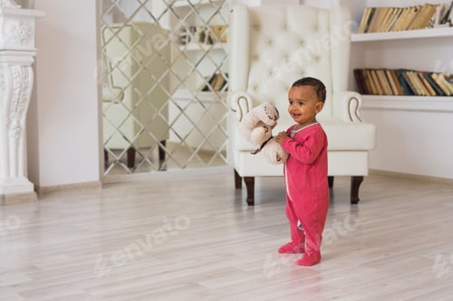 Preview: Cute curious baby in the room