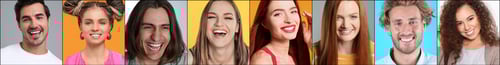 Preview: Smiling Adults Portrait Headshots on Colorful Backgrounds