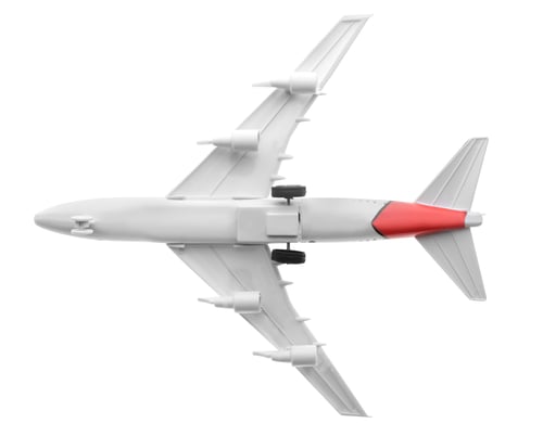 Preview: Toy airplane isolated on white. Travel concept