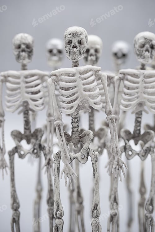 Preview: Halloween Skeletons. Party Invitation Template.