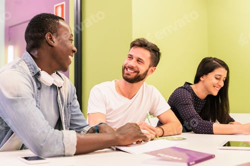 Preview: A students group learning at school academy.