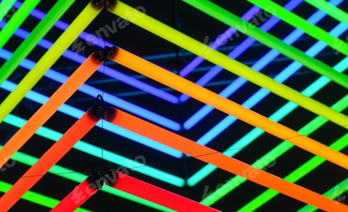 Preview: Neon lights as a background. Installation of neon lines for the design.
