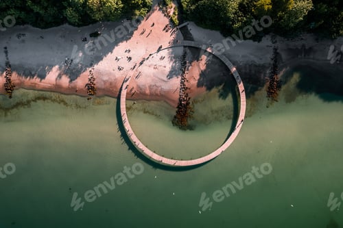 Preview: Aerial Drone Shot of the Famous Infinite Bridge in Aarhus, Denmark