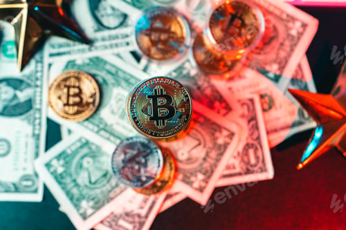 Preview: Bitcoin on a home computer chart and money and investment
