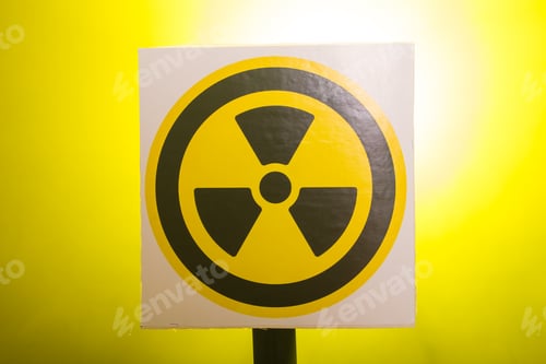 Preview: Radioactivity and sign concept - Radiation hazard sign on background