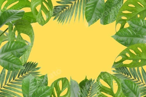 Preview: Leaves frame a large area of yellow suitable for designs
