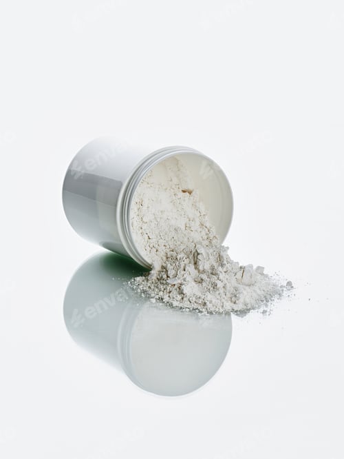 Preview: White powder and jar on counter