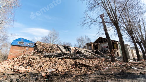 Preview: Ruined Building, Natural Disaster Concept.