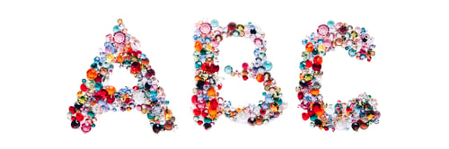 Preview: Letter A, B, C from glass bright gems