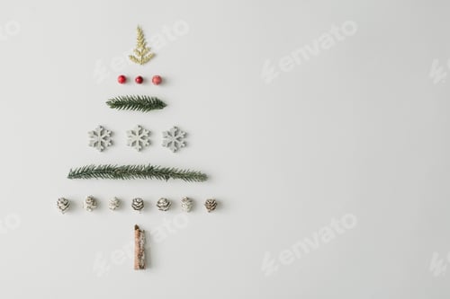 Preview: Christmas Tree Made with Natural Materials on White