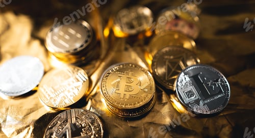 Preview: Cryptocurrency golden bitcoin image for crypto currency