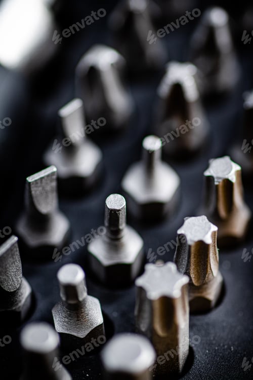 Preview: Set of construction bits. Macro background.