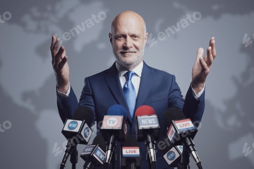 Preview: Confident leader interviewed by the media