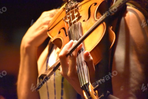 Preview: Musician with a violin in warm golden light