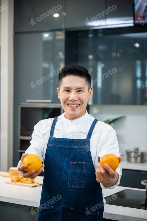 Preview: People are showing vegetables and fruits in the kitchen for healthy cooking.