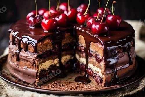 Preview: Schwarzwalder Kirschtorte, A traditional German chocolate cake with cherries