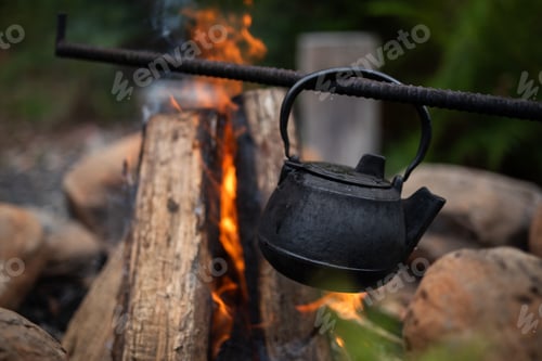 Preview: open fire flames boil kettle drink orange