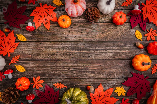 Preview: Autumn background with decorative felt leaves