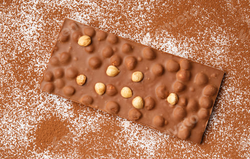 Preview: Milk chocolate and cocoa on a white background