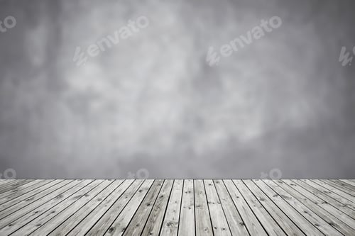 Preview: Grey Wooden Floor with Cloudy Grey Backdrop