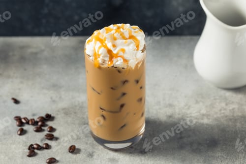 Preview: Iced Coffee with Caramel Drizzle and Whipped Cream