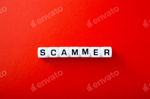 Preview: White block with scammer word