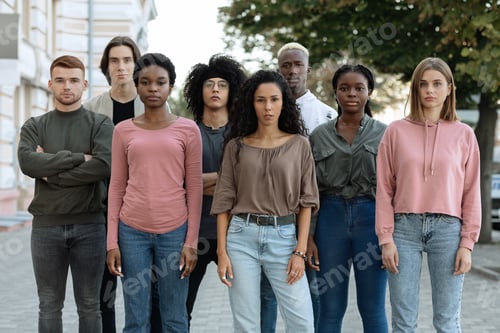 Preview: Multiethnic protestors striking against racism on the street