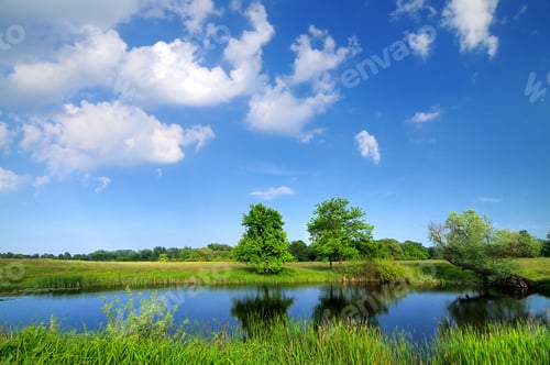 Preview: Stunning beautiful view of the lake near forest