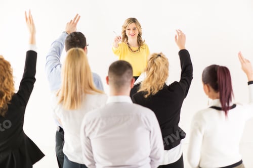 Preview: Businesswoman answering the questions