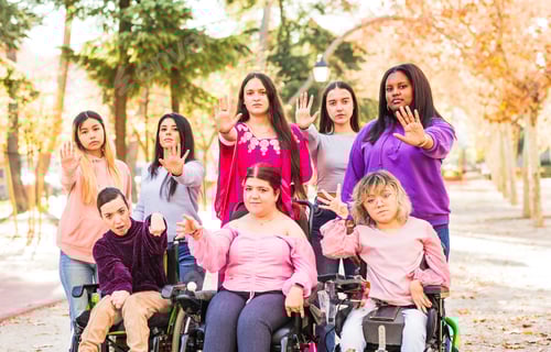 Preview: Group of women standing on walkway outdoors