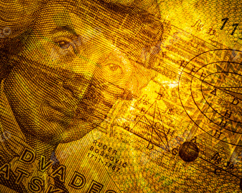 Preview: Close up macro detail of old banknote detail, background, world money concept, inflation and economy