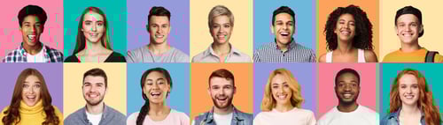 Preview: Collage of diverse people expressing positive emotions