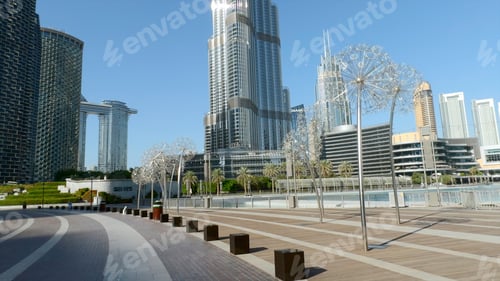 Preview: Low angle view of Burj Khalifa in Dubai, UAE. Action. The tallest building in the world and famous