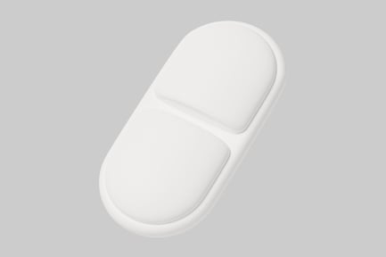 Preview: White pill-shaped object with smooth surface