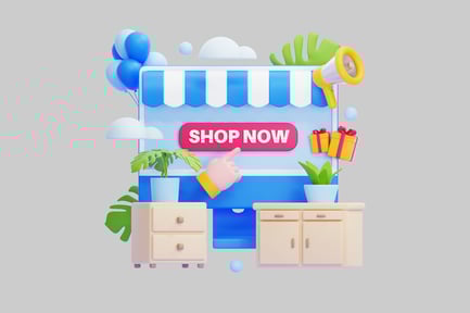 Visualização: Ítem de desenho animado de vitrine online