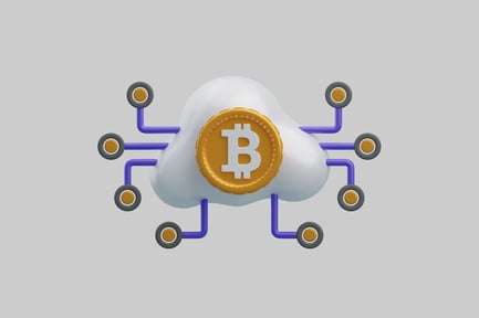 Preview: Abstract digital composition with gold coin and purple lines