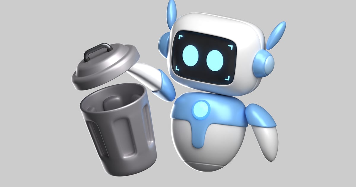 Clean up robot with trash 3D, Incl. robot & trash - Envato