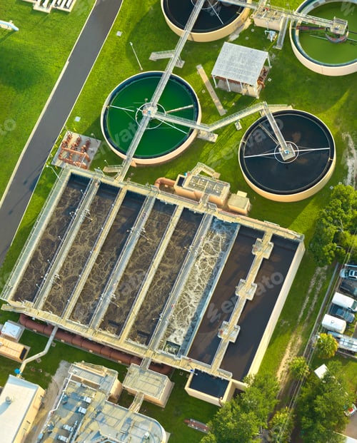 Preview: Aerial view of modern water cleaning facility