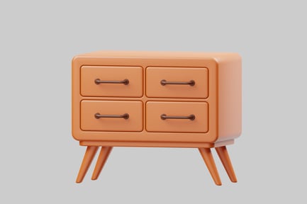 Preview: Orange retro dresser four drawers
