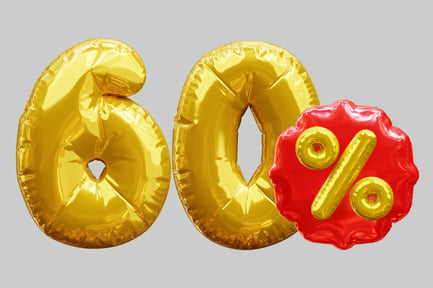 Preview: Sixty Percent Discount With Golden Balloons