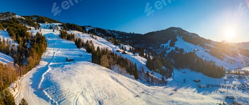 Preview: The Neusell ski area and village in winter, Rothenthurm, Biberegg, Switzerland