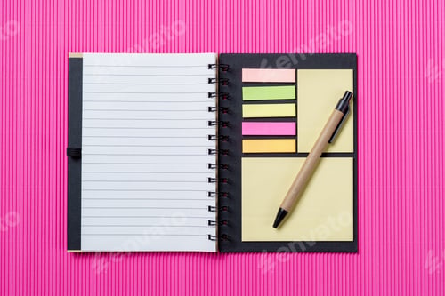 Preview: Spiral notebook on a pink background