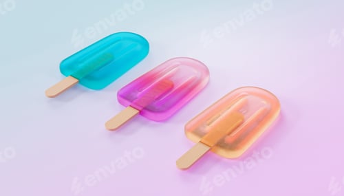 Preview: Frozen fruit popsicles on gradient background