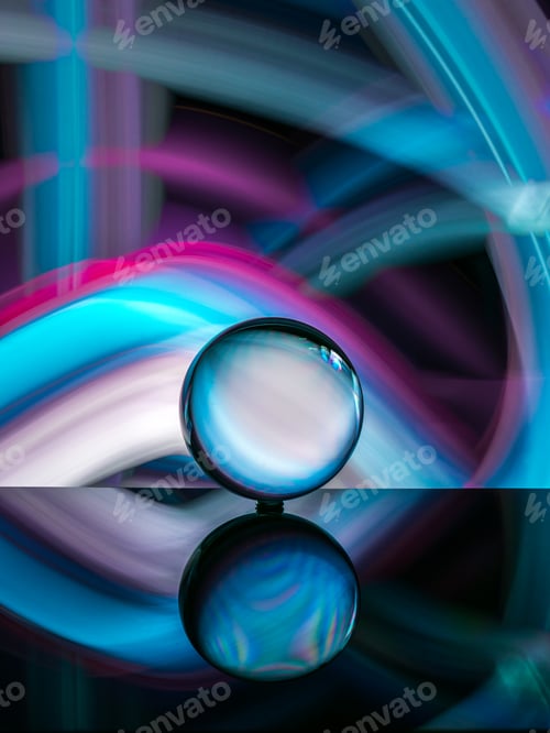 Preview: Crystal ball on board near abstract shines