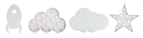 Preview: Set with different cute child's night lamps on white background. Banner design