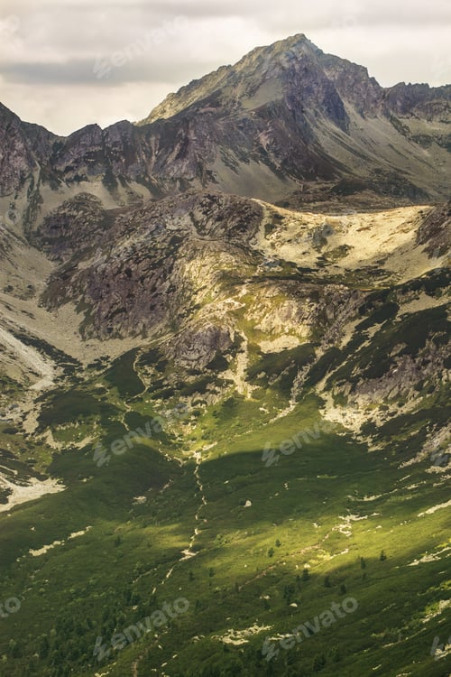 Preview: High rocky peak Popradske pleso valley in High Tatra Mountains, Slovakia, Europe